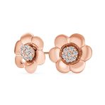 Tri-Tone CZ Infinity Bangle Bracelet & Rose Stud Earrings Set Rose Gold Plated - Image 5