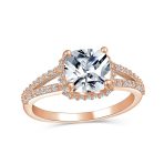 3CT CZ Solitaire Square Cushion Cut Engagement Ring Split Shank Band .925 Sterling Silver