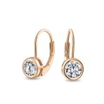 .50CT Solitaire Bezel Brilliant Cut CZ Drop Earrings - Image 3