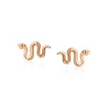 Garden Crawler Reptile Snake Stud Earrings Yellow Gold Plated Silver - Image 6