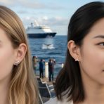 Set of 2 Mermaid Fin & Shark Tooth Stud Earrings Rose Gold Sterling Silver - Image 2