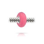 Set of 3 Breast Cancer Survivor Pink Ribbon Glass Spacer Charm Bead Silver Core - Image 3