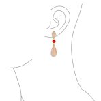 Unique Rose Quartz Dangle Gemstone Earrings in Gold with Multi-Tier Design - Image 3