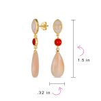 Unique Rose Quartz Dangle Gemstone Earrings in Gold with Multi-Tier Design - Image 4