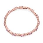 Green Red Oval CZ Tennis Bracelet in Silver Plated Finish - Image 11