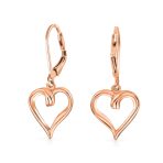 Delicate Open Heart Shaped Dangle Earrings Rose Gold Plated Sterling Silver - Image 2