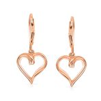 Delicate Open Heart Shaped Dangle Earrings Rose Gold Plated Sterling Silver - Image 5