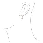 Fancy Cocktail Cubic Zirconia Princess Cut CZ Inside Out Hoop Earrings 1.25 Inch Silver Plated - Image 8