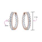 Fancy Cocktail Cubic Zirconia Princess Cut CZ Inside Out Hoop Earrings 1.25 Inch Silver Plated - Image 13