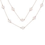 Fashion Enamel Flower Strand Necklace 14K Gold Plated 36 Inch Crystal Accents - Image 4