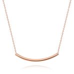 Minimalist Curved Bar Pendant Necklace in 14K Rose Gold Plated Sterling Silver - Image 2