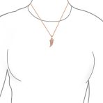 CZ Guardian Angel Wing Feather Pendant Necklace Rose Gold Plated Sterling Silver - Image 6