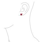 Whimsical Cubic Zirconia Ruby Red CZ Devil Heart Stud Earring Pendant Jewelry Set Sterling Silver - Image 7
