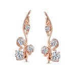 Trendy Swirl Wire Ear Cuff Cartilage Earrings with Round CZ Rose Gold Plated - Image 2