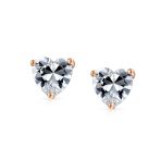 Set of 2 1CT Heart Shaped CZ Stud Earrings Rose Gold Plated Sterling Silver 7MM - Image 6