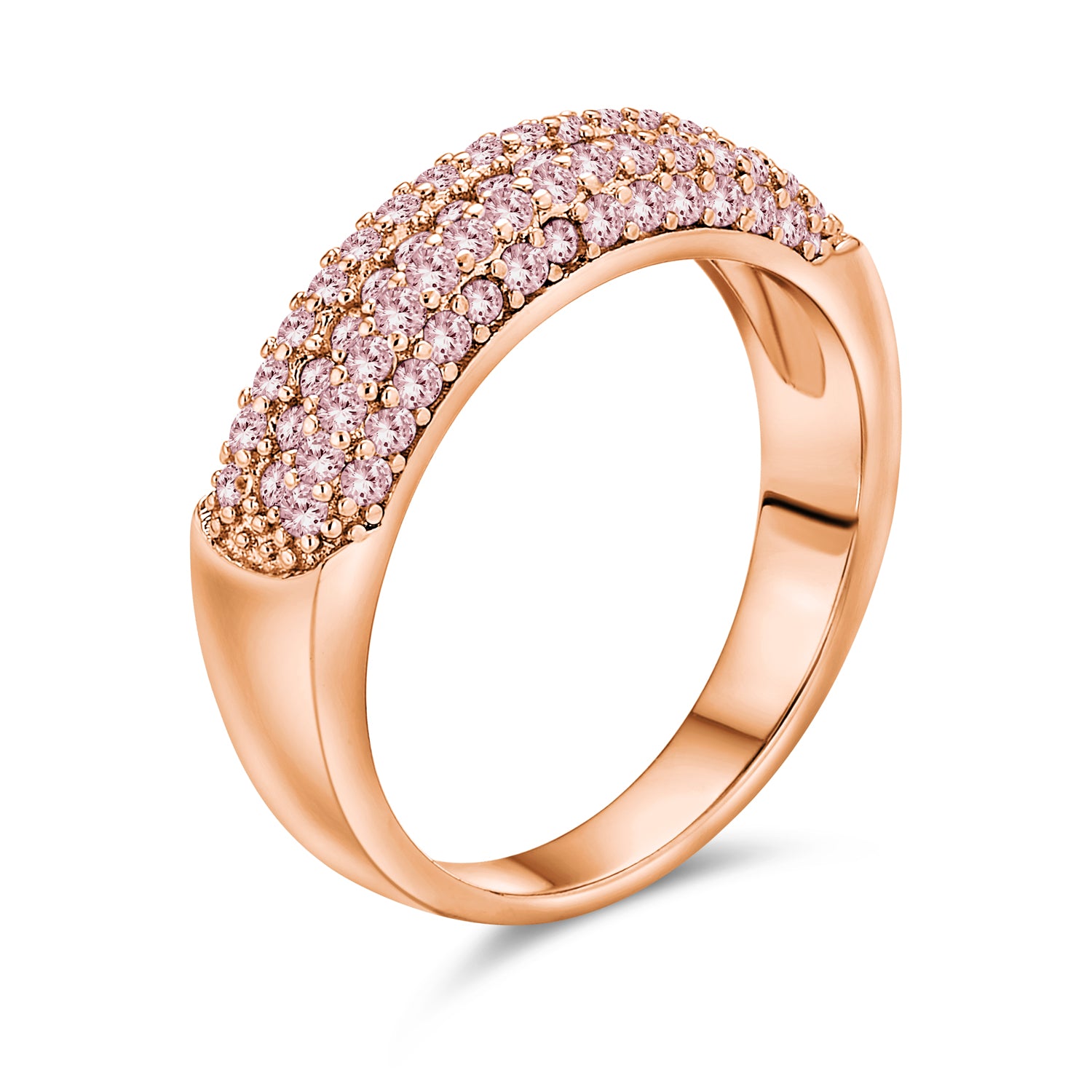 rosegold-cz-pave-pink-cz-ring-dt-lr2649r_1 Micro Pave Pink Cubic Zirconia Cocktail Statement Ring Rose Gold Sterling Silver - Image 1
