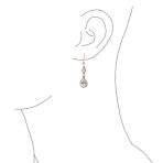 Bridal Chain Necklace Pear Shaped CZ Earrings Set Rose Gold - Image 4