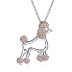 Animal Lover Pink CZ Pet Dog Elegant Poodle Pendant Necklace .925 Sterling Silver - Image 3