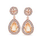 Classic Cocktail Cubic Zirconia Halo Red Teardrop CZ Drop Earrings Silver Plated - Image 5