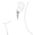 Bridal Wedding Dangle Earrings Crystal Flower Bow Chandelier Pink or Silver - Image 9