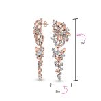 Bridal Wedding Dangle Earrings Crystal Flower Bow Chandelier Pink or Silver - Image 7