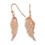 Heavenly Angel Wing Dangle Chandelier Earrings with CZ Pave in Sterling Silver - Image 2