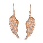 Heavenly Angel Wing Dangle Chandelier Earrings with CZ Pave in Sterling Silver - Image 4