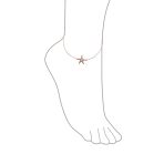 Vacation Beach CZ Starfish Anklet Ankle Bracelet Rose Gold Sterling Silver - Image 5