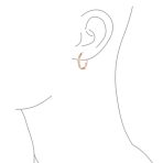 Created White Blue Opal Inlay Hoop Huggie Earrings Rose Sterling Silver - Image 6