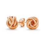 Traditional Classic Round Woven Twisted Rope Cable Love Knot Ball Stud Earrings Rose Gold Plated .925 Sterling Silver - Image 3