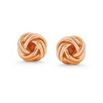 Traditional Classic Round Woven Twisted Rope Cable Love Knot Ball Stud Earrings Rose Gold Plated .925 Sterling Silver - Image 6