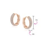 Fancy Wide 3 Row Cubic Zirconia CZ Cocktail Hoop Earrings Black Rose Gold Plated - Image 11