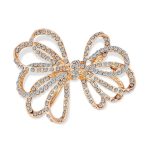 Large Bridal Holiday Statement Crystal Wedding Bow Brooch Pin Gold Plated - Image 2
