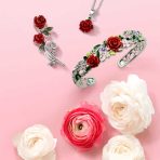 Floral Flower Red Roses Brooch Lapel Pin CZ Accents Silver Plated - Image 5