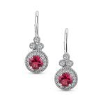 Art Deco Style Halo Circle Circlet Solitaire Synthetic Stone Drop Earrings .925 Sterling Silver - Image 4