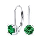 Classic Round 1CT CZ Solitaire Drop Stud Earrings .925 Sterling Silver Leverback - Image 2