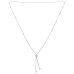 Minimalist CZ Geometric Drop Necklace with Round Ball Linear Lariat Tassel