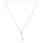 Minimalist CZ Geometric Drop Necklace with Round Ball Linear Lariat Tassel