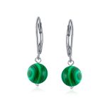 Set of 3 Simple Natural Stone 8MM Ball Drop Earrings Sterling Silver Leverback - Image 12