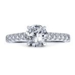 Classic 1.75CT CZ Round Solitaire Engagement Ring Cubic Zirconia Pave Band .925 Sterling Silver