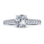 Classic 1.75CT CZ Round Solitaire Engagement Ring Cubic Zirconia Pave Band .925 Sterling Silver
