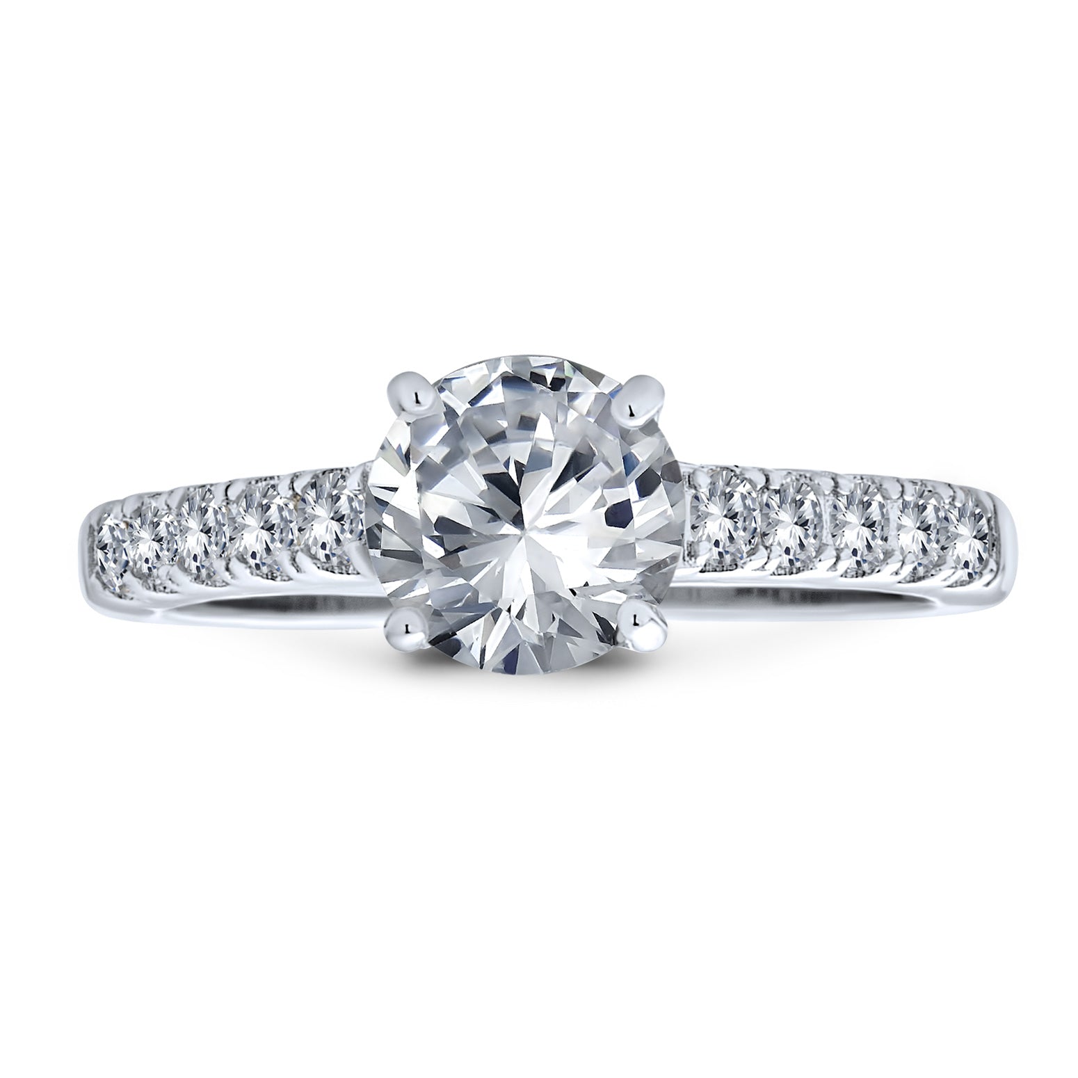 round-brilliant-solitaire-engagement-ring_pk-30318875_1 Classic 1.75CT CZ Round Solitaire Engagement Ring Cubic Zirconia Pave Band .925 Sterling Silver - Image 1
