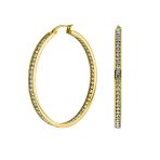 Channel Set Crystal Large Statement Hoop Earrings Stainless Steel 2" Diameter - Image 2