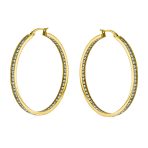 Channel Set Crystal Large Statement Hoop Earrings Stainless Steel 2" Diameter - Image 5