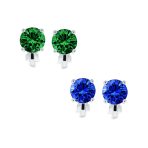 Set of 2 Multi Color CZ Clip-On Earrings Rose Gold Silver Plated For Non-Pierced - Image 2