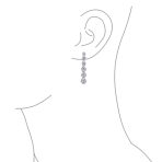 Elegant Bridal Dangle Chandelier Earrings with CZ Geometric Bubble Design - Image 3
