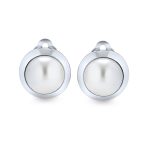 Set of 2 White Pearl Oval Button Clip On Earrings Gold & Silver Non-Pierced Ears - Image 2