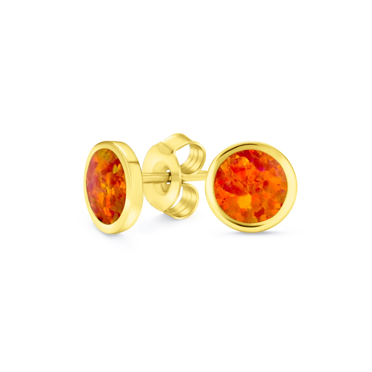 round-gold-stud-earrings-orange-opal_jf-a30632g-or_121 Minimalist Round Orange Fire Opal Stud Earrings Gold Plated - Image 1