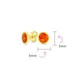 Minimalist Round Orange Fire Opal Stud Earrings Gold Plated - Image 7