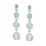 Geometric Dangle Gemstone Earrings with Opal and 14K Gold Plated Sterling Silver - Image 5